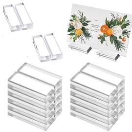 SensaBliss 12 Pack Clear Acrylic Tabletop Memo Stand Card Holder Stylish Wedding Place Cards for Business Cards, Photos, Numbers, Price Tags, Menu, Name Cards for Meetings, Parties, Restaurants with