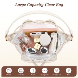 MoKo Clear Bag for Stadium Events, Large Capacity Bucket Bag with Drawstring Closure, Clear Crossbody Bags for Women, Waterproof Bucket Purse for Sports Event, Concert, Music Festival, Shopping, Beach