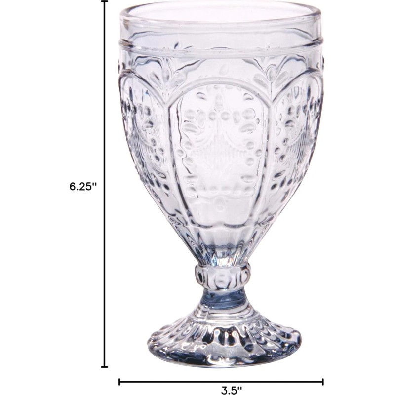FITZ AND FLOYD TRESTLE GLASSWARE ORNATE GOBLETS 4 PIECE SET,