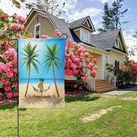 Delerain Frog Garden Flag, 12.5 x 18 Inch Double Sided Design Weather Resistant Indoor & Outdoor Decoration Small Banner for Home Yard Lawn Patio Office