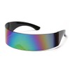 Sarini Futuristic Narrow Cyclops Silver Color Mirrored Lens Visor Sunglasses