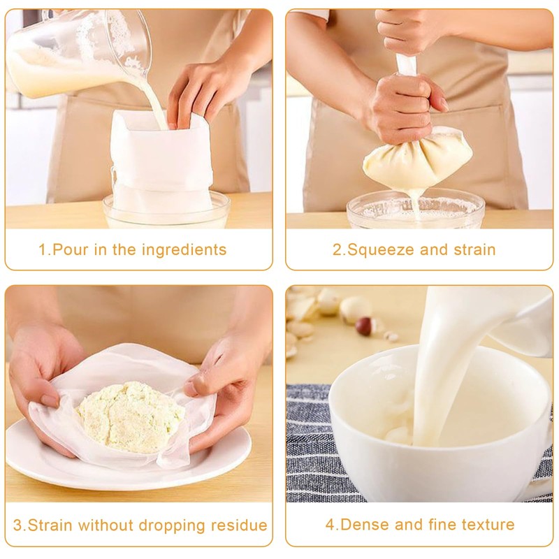 8Pcs Muslin Bag Cloths for Cooking Straining,Cheese Cloth,Reusable Nut Milk