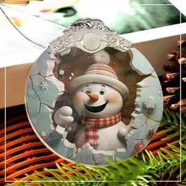 Christmas Ornaments, Unique Christmas Ornaments Snowman 4 Inch Acrylic Ornament Art, White Elephant Gifts for Adults, Womens, Unique Gifts for Women, for Mom
