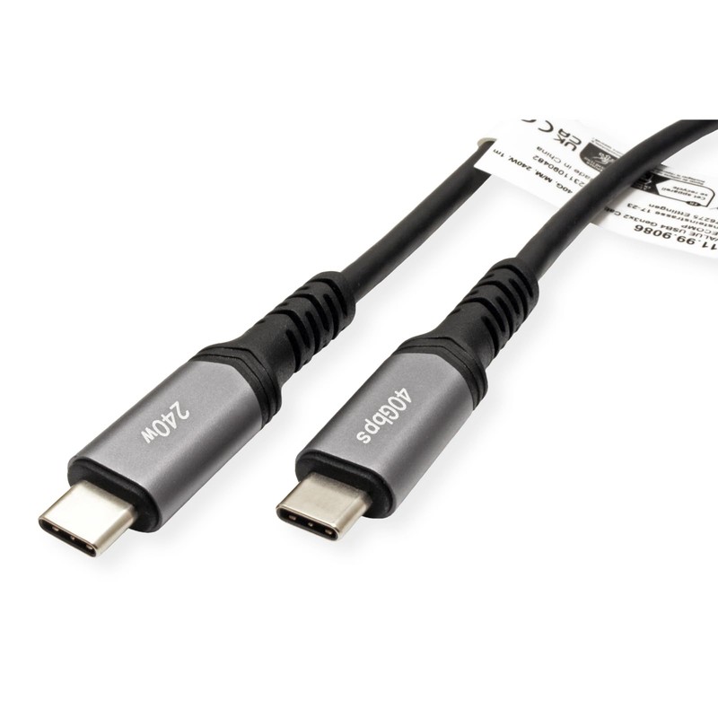 VALUE USB4 Gen3x2 Cable, C-C, ST/ST, 40Gbit/s, 240W, Black, 0.5m