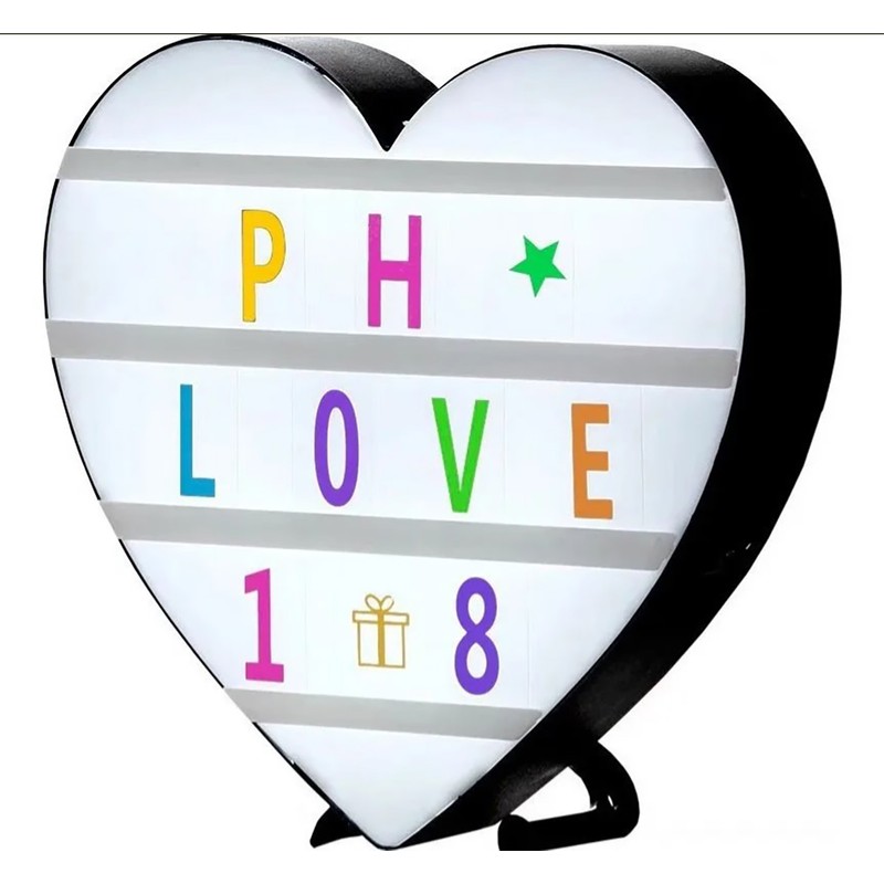 Cinema Light Box Black Heart Shaped LED Light Up Light