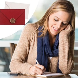 Letter Paper Vintage Paper Pack of 22, Set of 6 Linen Envelope Envelopes and Wax Seal 10 A5 Letter Paper Vintage Paper Vintage Envelopes for Birthday Wedding Invitation Greeting Cards (Red + White)