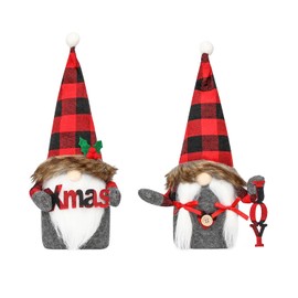 Lurowo Christmas Handmade Swedish Gnome Tomte,Santa Tomte Gnome Plush Ornaments,Christmas Elf Christmas Decorations Home Decor Christmas Figurines Thanks Giving Days (Red,2pcs)