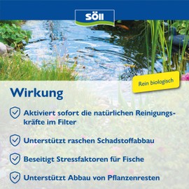 Söll Filter starter bacteria high-purity micro-organisms for ponds - natural filter bacteria activate the biology of the filters in the garden pond, fish pond, koi pond, swimming pond