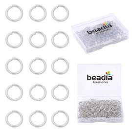 BEADIA Platinum Plated Jump Rings Non Tarnish 8mm 300pcs for Jewelry Making Findings
