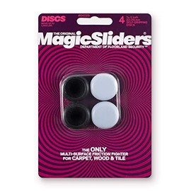 Magic Slider 4-Piece|Size- 7/8"–1"| Round Furniture Sliders | Self-Adhesive Floor Protectors for Wood, Tile, Carpet & Vinyl | White/Black | Pack of 1