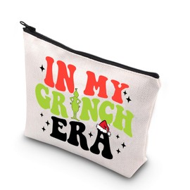 JNIAP Christmas Green Monster Makeup Bag Christmas Monster Gifts Christmas Green Monster Zipper Pouch Green Monster Inspired Gifts (In My Grinc)