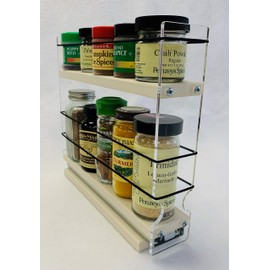 Vertical Spice - 2x1.5x11 DC - Spice Rack w/1 Drawer 2 Tiers - 5 Regular/5 Half-Size Capacity - Size: 2.3" Width x 9.25" Height x 10.6" Depth - Made In USA