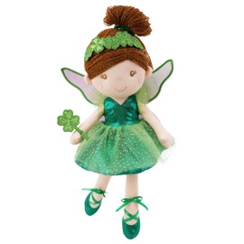 June Garden 16" Enchanted Garden Fairy Penny The Lucky One - Plush Stuffed Soft Doll Girl Gift - Green Outfit and Wings