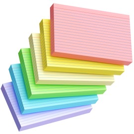 Colored Index Cards 5x8, 120 Count, 6 Color Large Index Cards, note cards