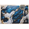 MARBLELIZED - Washable American Placemats, Blue Marble Effect Fabric Placemats,