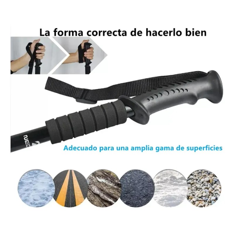 2 Pcs Bastones Senderismo Plegables Trail Running Y Trekking Negro