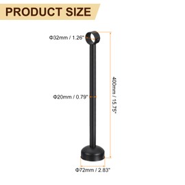 uxcell 4 Set Ceiling Mount Curtain Rod Bracket, Fit 32mm/1.26" Pipe Length 400mm/15.75" Stainless Steel Curtain Rod Hooks Hangers for Walls Wardrobe Pipe Curtain Pipe, Black