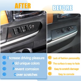 LLKUANG for Toyota Tundra 2014-2021 ABS Plastic Window Switch Button Covers Power Window Switch Button Stickers Car Accessories[Not fit Double Cab Model!](Carbon Fiber Style)