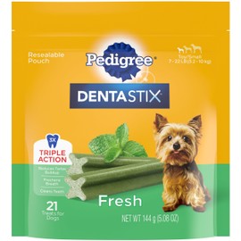 Pedigree Dentastix Small and Toy Breed Dog Treats, Fresh Flavor, (7) 21ct Bags (147 Treats Total)