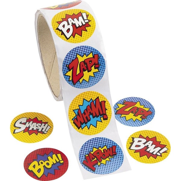 Fun Express Superhero Sticker Roll (3-Pack: 300 Stickers)