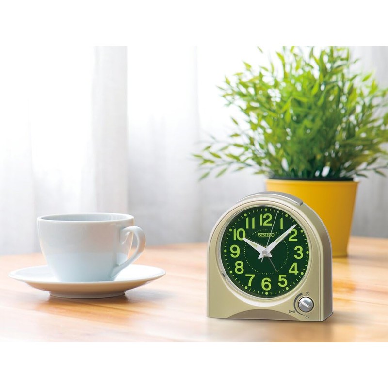 Seiko Clock Alarm Clock, Table Clock, Analog, Thin Gold Pearl,