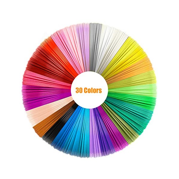MOCOBO 3D Pen Filament Refills PLA, 30 Colors 1.75mm Each
