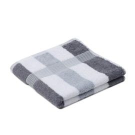 Gözze - New York Stripe Hand Towels, Set of 2, Soft and Absorbent, 100% Cotton, 50 x 100 cm - Anthracite/White/Silver