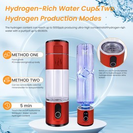 RTNCSAKEE Hydrogen Water Bottle Portable Hydrogen Water Generator Kettle Sports Fitness Hydrogen Water Generator, zbfc2 RED