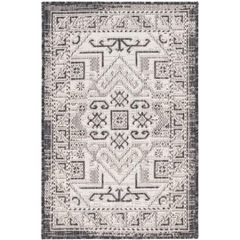 Unique Loom Outdoor Aztec Collection Area Rug - Coba (2' 2" x 3' 1" Rectangle, Charcoal Gray/ Ivory)