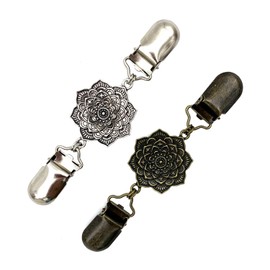 CAREOR Vintage Cardigan Sweater Pin, Shawl Brooch Clips (2pcs), Gold & Silver, for Women