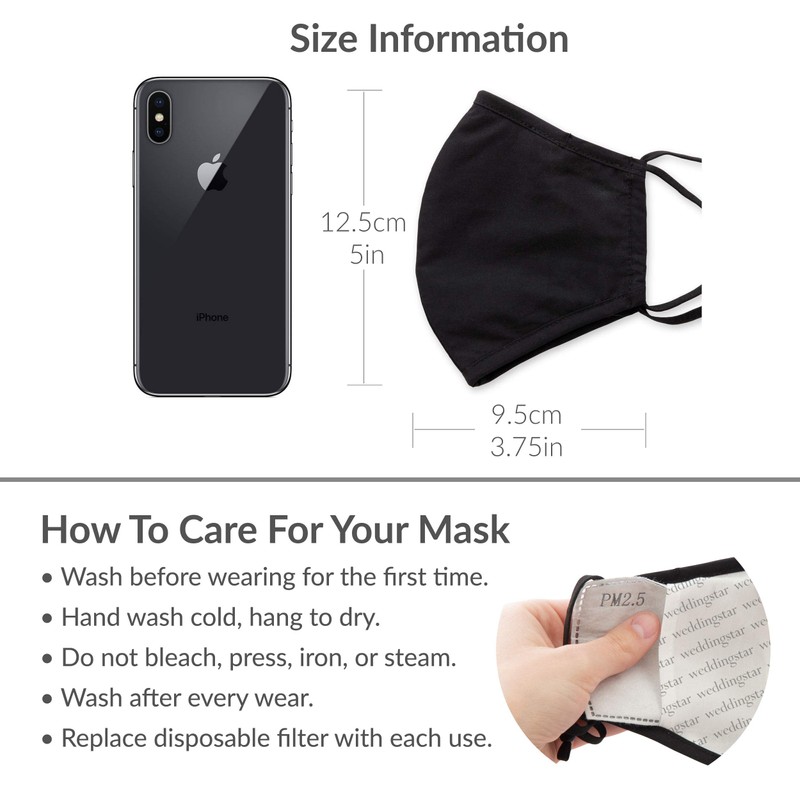 WEDDINGSTAR 3-Ply Kid's Washable Cloth Face Mask Reusable and Adjustable