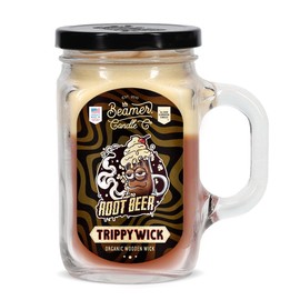 Beamer Candle Co. -Root Beer & Vanilla Ice Cream Scent – Notes of Root Beer, Vanilla, Rum & Sugar - Odor Eliminating -High Fragrance - Wood Wick Candle - Large 12oz Mason Jar - 90 Hour Burn Time