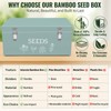 Large Bamboo Wood Seed Storage Organizer Box with Lid, Double-Layer
