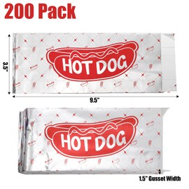 Suwimut 200 Pack Hot Dog Wrappers, Aluminum Foil Hot Dog Sleeves, Insulated Grease Resistant Disposable Foil Paper Burger Bags Pouches Bulk for Food Cart, Concession Stand, Take Out, Carnival