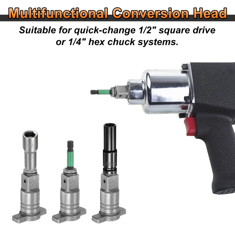 HARFINGTON 2pcs Electric Wrench Conversion Head 1/2" Square Drive Shaft