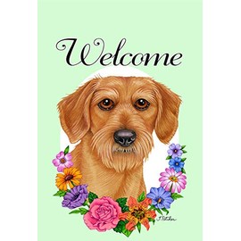 Best of Breed Dachshund Wirehair Welcome Flowers Garden Flags
