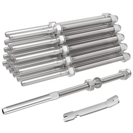 BLIKA 20 Pack 6" Long 1/8" Swage Threaded Stud Tension End Fitting Terminal for Deck Cable Railing, T316 Stainless Steel, 1/8" Swage Cable Railing Tensioner for 4x4, 2x2 Wood Metal Post