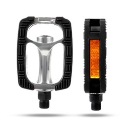 Pedali per bicicletta, classici, in alluminio e gomma, leggeri, con catarifrangenti, per città, trekking ed e-bike