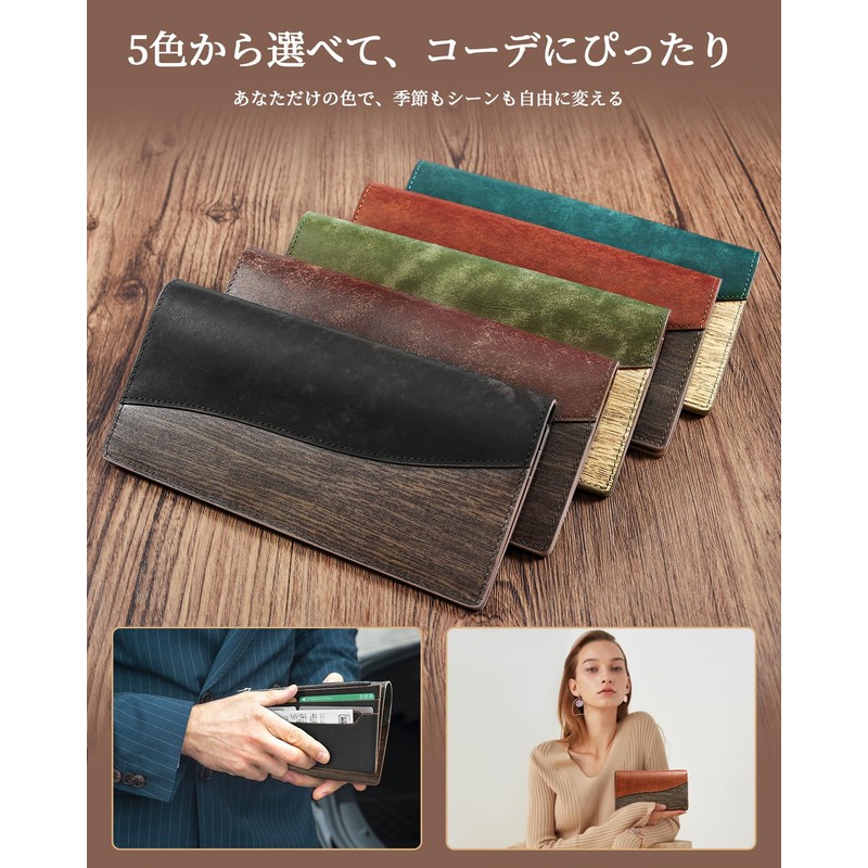 Men's Long Wallet, Thin Leather, Pueblo Leather, Bifold Wallet, YKK
