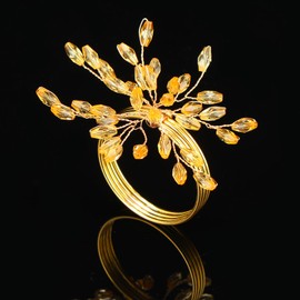 WILLBOND Christmas Handmade Crystal Leaf Napkin Rings Set of 18 Rhinestone Gold Napkin Rings Silver Napkin Rings for Dinner Parties Weddings Thanksgiving Everyday Use(18 Pieces, Gold)