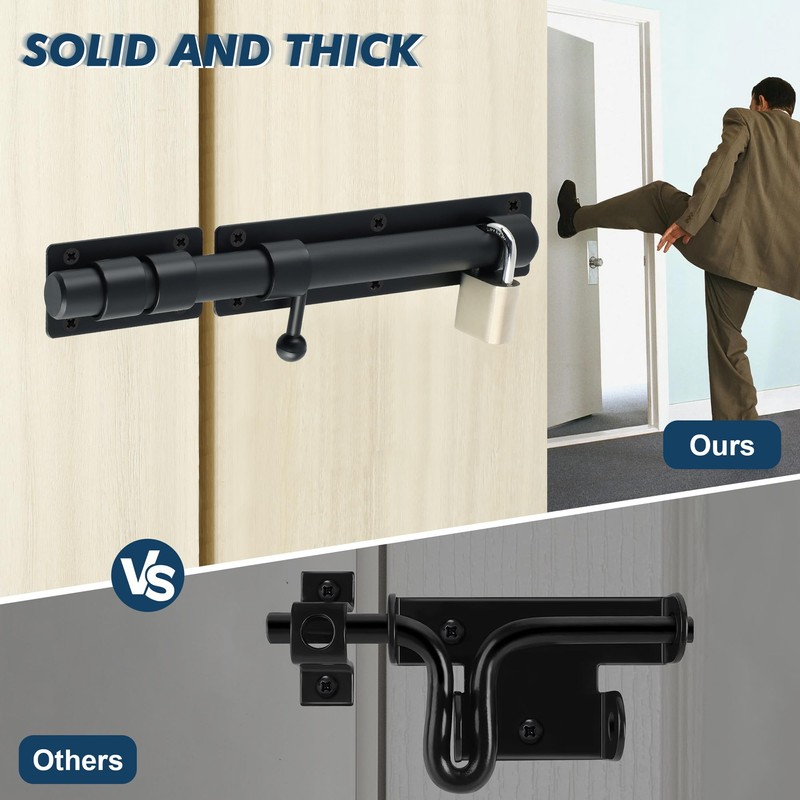 Alise 10 inch Barrel Bolt Latch,Slide Bolt Latch,Heavy Duty Solid