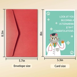 hvdler Funny Veterinarian Graduation Card for Men Women, Rude Congratulations Card for Vet School Graduates, Look at You Becoming a Veterinarian