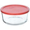 Pyrex 7 Cup Storage Capacity Plus Round Dish with Plastic Cover Sold in Packs of 4, Pack of 4, Red
