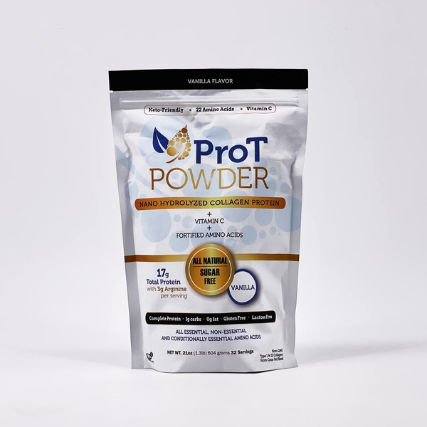 ProT Gold Collagen Protein Powder | Complete Protein + Vitamin C + Fortified Amino Acids | Vanilla Flavor | All Natural | 17G & 32 Servings