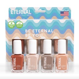 Eternal Colección  Juego de 4 piezas Larga duración, secado rápido, esmalte de uñas de brillo espejo  endurecedor, acabado brillante y brillante  0...
