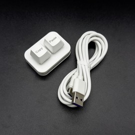 sanjimida USB Mini 2-Key Keyboard Copy and Paste, programmable Macro Keyboard, hot swappable Mechanical Keyboard, with 1.5 Meter USB Data Cable (White)