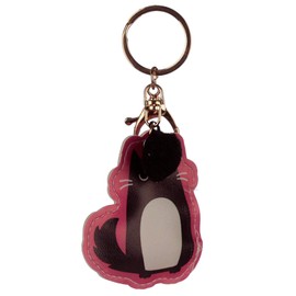 Fun Leatherette Feline Fine Cat Keyring