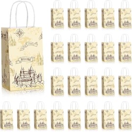 Bicuces 24 Pcs Wizard Gift Bags Wizard Party Decorations Magic Candy Goodie Cookie Treat Bag Party Favor Bags with Handles for Magic Birthday Party Decorations