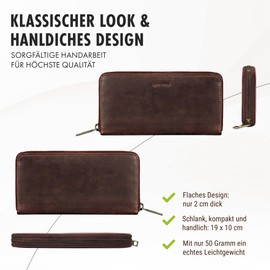 STILORD 'Emma' Women's Leather Wallet RFID Protection Wallet Women's RFID Blocker Horizontal Format Wallet for Debit Cards / Change with Gift Box Genuine Leather Brown