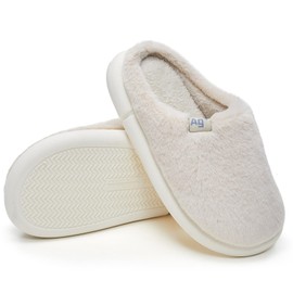 utune Winter Warm Slippers, Fluffy Boa Fur Slippers, Indoor Warm, Room Shoes, Lightweight, Anti-Slip, Thick Sole, Men's, Women's, Cute, Fashionable, white